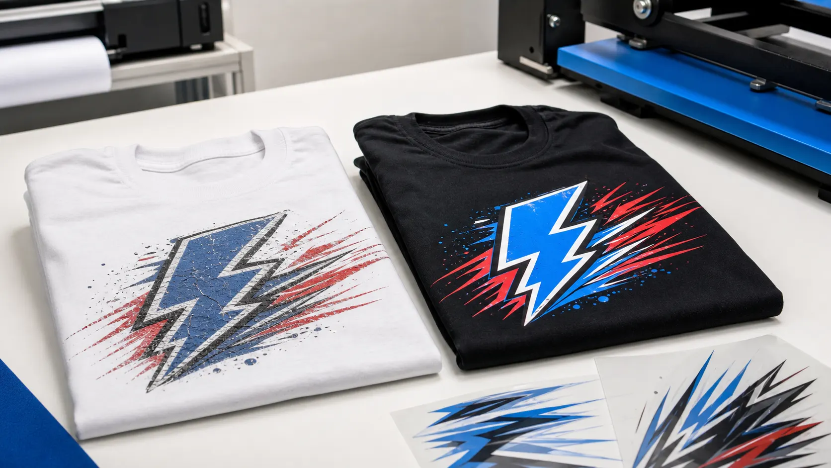 Comparison of standard print and vivid SpeedShirt DTF transfer finish